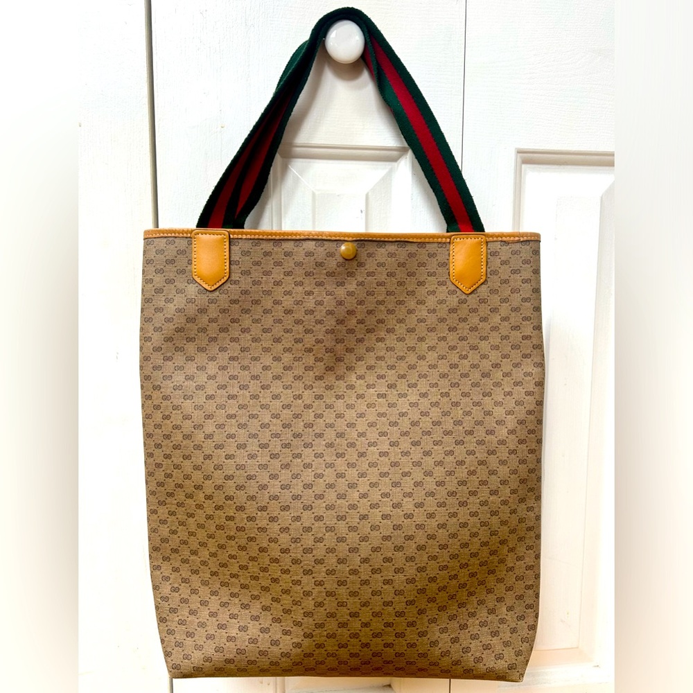 Gucci Vintage Micro GG Sherry Shopper Tote Bag